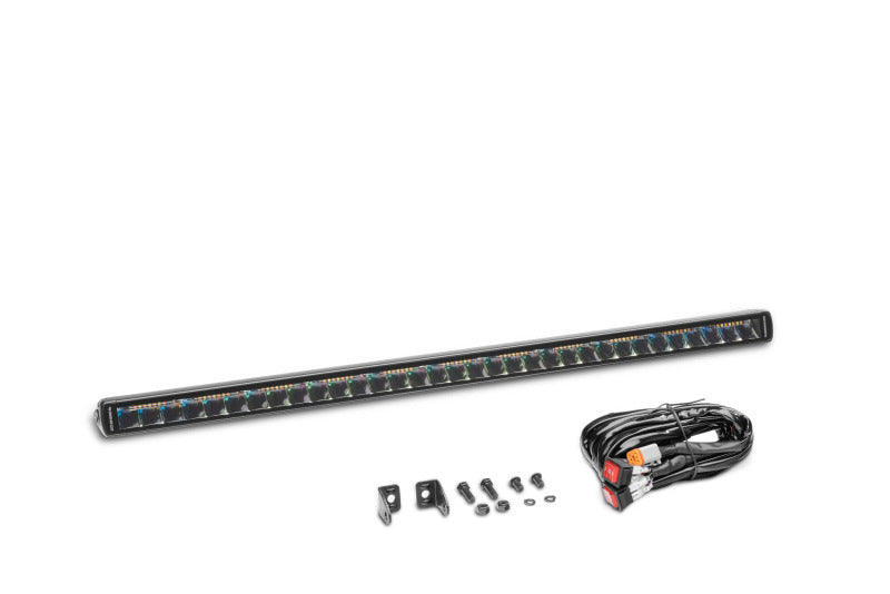 Go Rhino Xplor Blackout Combo Series Sgl Row LED Light Bar w/Amber (Side/Track Mount) 31.5in. - Blk