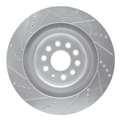 R1 Concepts R1 12-21 Tesla Model S Rear Right Drilled & Slotted Silver Brake Rotor
