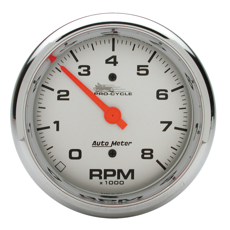 Autometer Pro-Cycle Gauge Tach 3 3/4in 8K Rpm 2&4 Cylinder Silver