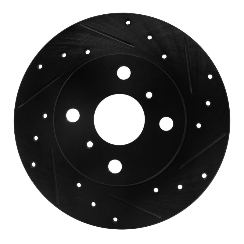 R1 Concepts R1 85-86 Toyota MR2 Rear Right Drilled & Slotted Black Brake Rotor