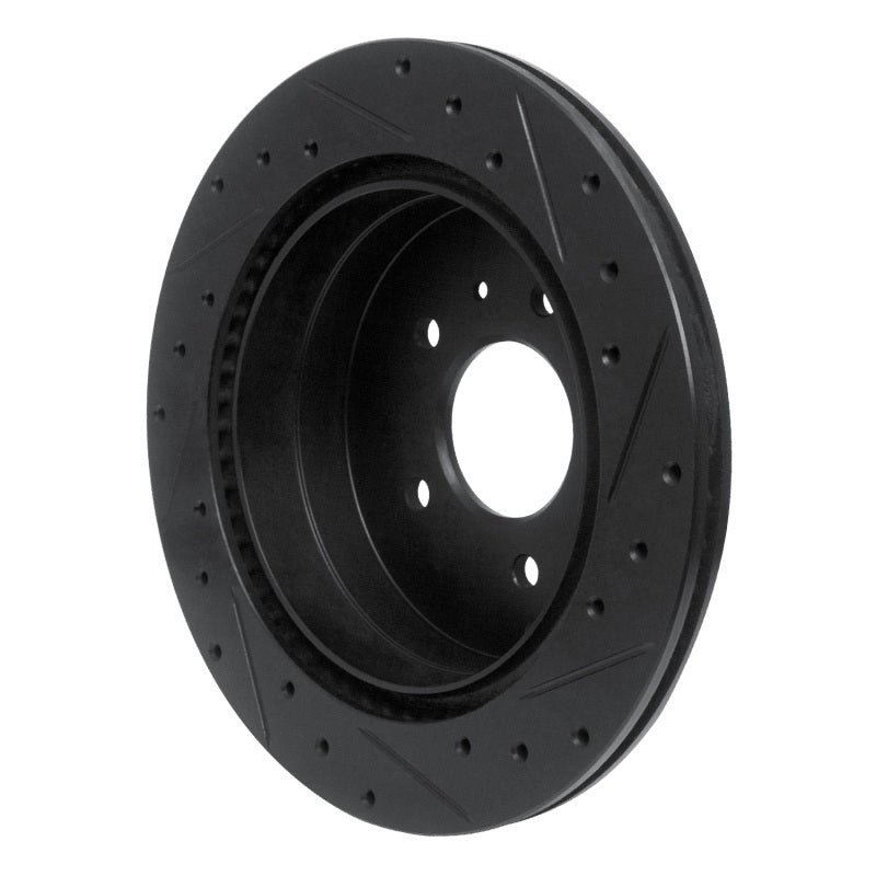 R1 Concepts R1 07-15 Chevrolet Equinox Rear Left Drilled & Slotted Black Brake Rotor