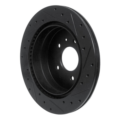 R1 Concepts R1 07-15 Chevrolet Equinox Rear Left Drilled & Slotted Black Brake Rotor