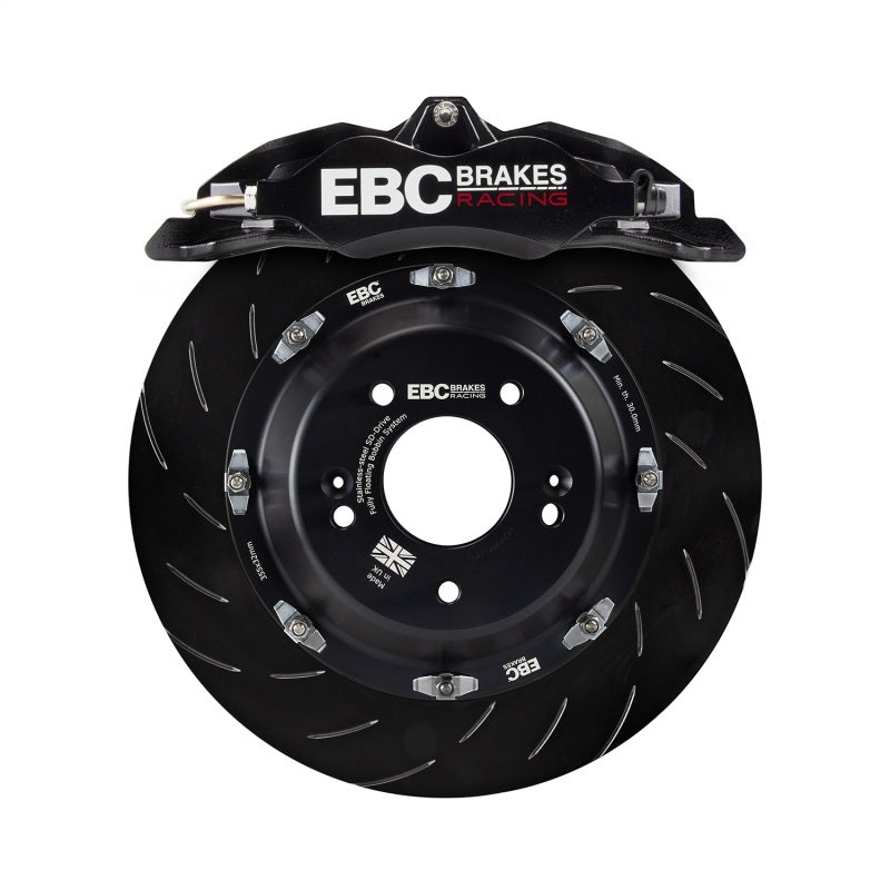 EBC Racing 10-14 Ford Mustang GT 5.0L Black Apollo-4 Calipers 355mm Rotors Front Big Brake Kit