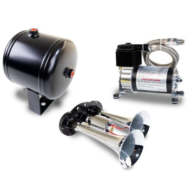 Kleinn Air Horns Kleinn Dual Chrome Horn Kit w/ 120 PSI Air Compressor / 0.5 gal Air Tank