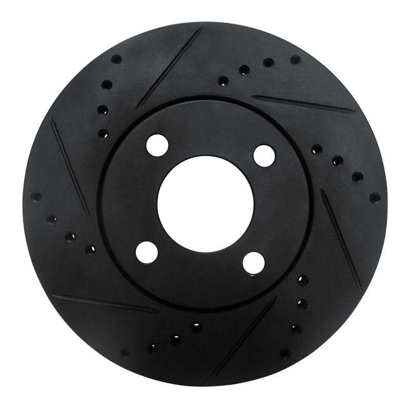 R1 Concepts R1 90-91 Audi 90 Quattro Front Left Drilled & Slotted Black Brake Rotor
