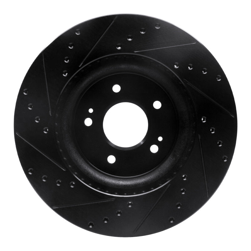 R1 Concepts R1 18-23 Genesis G70 Front Right Drilled & Slotted Black Brake Rotor