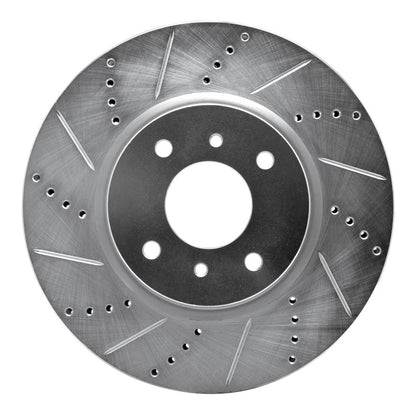 R1 Concepts R1 04-06 Nissan Sentra Front Left Drilled & Slotted Silver Brake Rotor