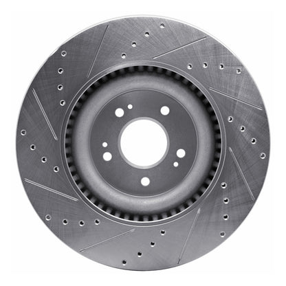 R1 Concepts R1 18-20 Genesis G80 Front Right Drilled & Slotted Silver Brake Rotor