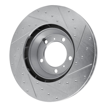R1 Concepts R1 17-23 Porsche Panamera Left Front Drilled & Slotted Silver Brake Rotor