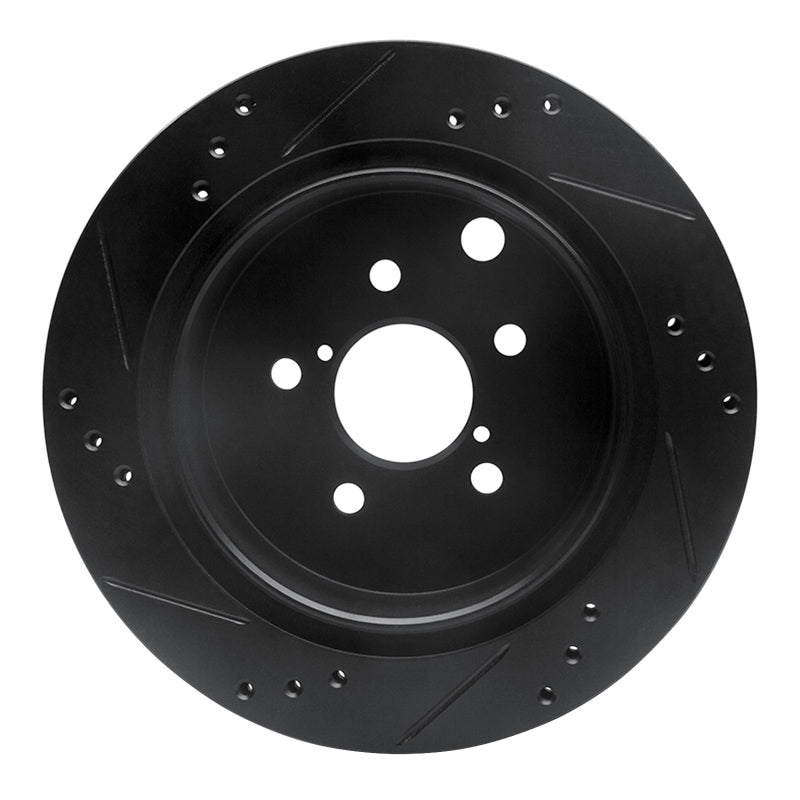 R1 Concepts R1 14-18 Subaru Forester Rear Right Drilled & Slotted Black Brake Rotor