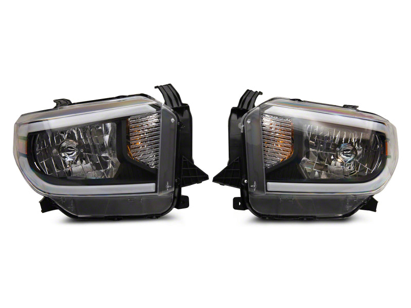 Raxiom 14-21 Toyota Tundra Axial Series Headlights w/ SEQL LED Bar- Black Housing (Clear Lens)