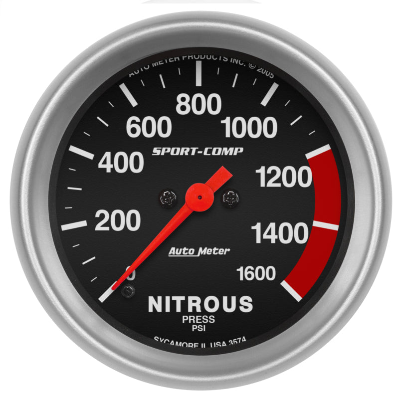 AutoMeter Gauge Nitrous Press 2-5/8in. 1600PSI Digital Stepper Motor Sport-Comp