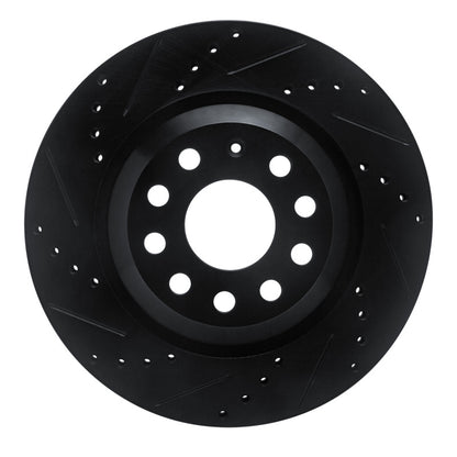 R1 Concepts R1 15-25 Volkswagen GTI Rear Left Drilled & Slotted Black Brake Rotor