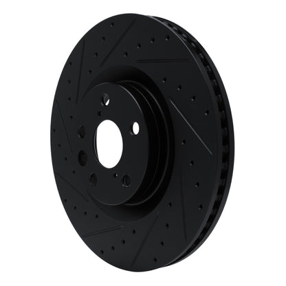 R1 Concepts R1 11-25 Lexus IS200T Left Front Drilled & Slotted Black Brake Rotor