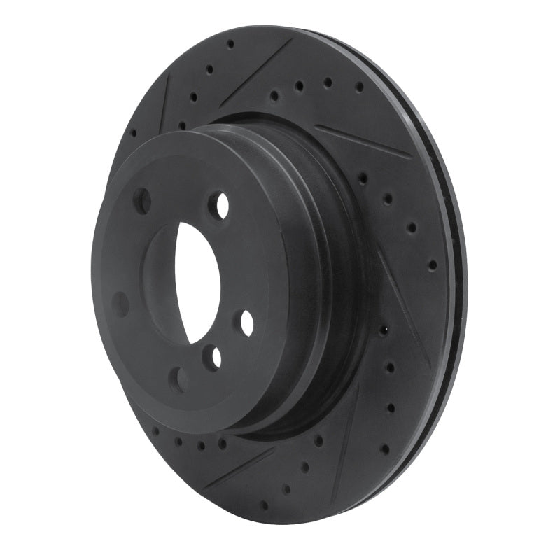 R1 Concepts R1 07-19 BMW X5 Rear Left Drilled & Slotted Black Brake Rotor