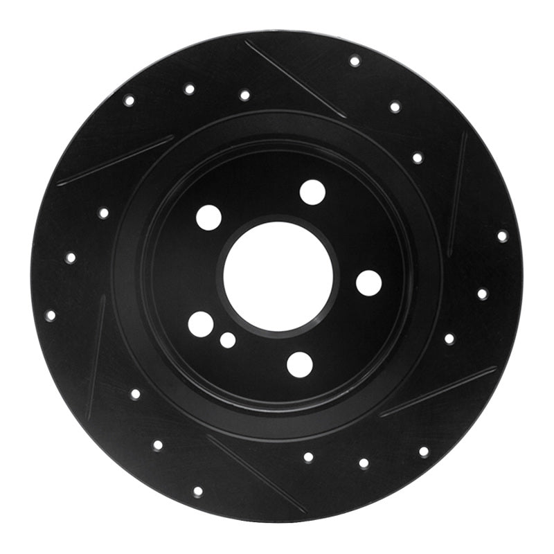 R1 Concepts R1 14-20 Infiniti QX30 Rear Left Drilled & Slotted Black Brake Rotor