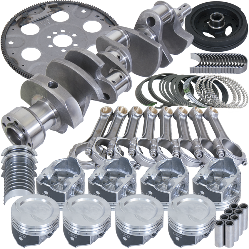 Eagle Chevy 350 1Pc 3.750in Crank 5.700in I-Beam Rod 4.060in Pistons 153 Tooth FP Balanced Assembly