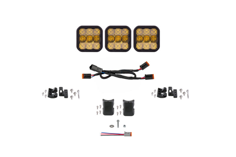 Diode Dynamics SS5 Sport Universal CrossLink 3-Pod Lightbar - Yellow Combo