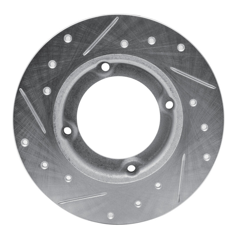 R1 Concepts R1 73-79 Honda Civic Wagon Front Right Drilled & Slotted Silver Brake Rotor