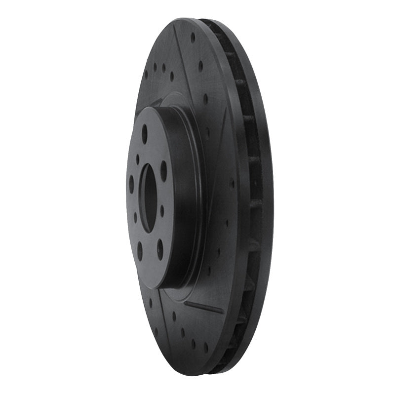 R1 Concepts R1 90-93 Toyota Celica Front Right Drilled & Slotted Black Brake Rotor