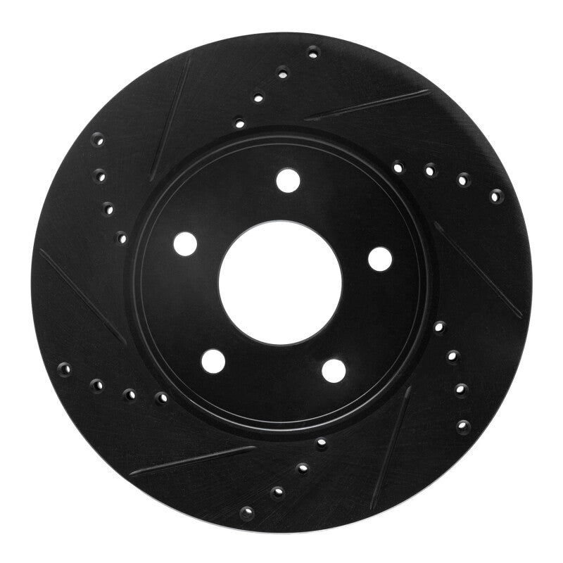 R1 Concepts R1 11-25 Chevrolet City Express Front Left Drilled & Slotted Black Brake Rotor