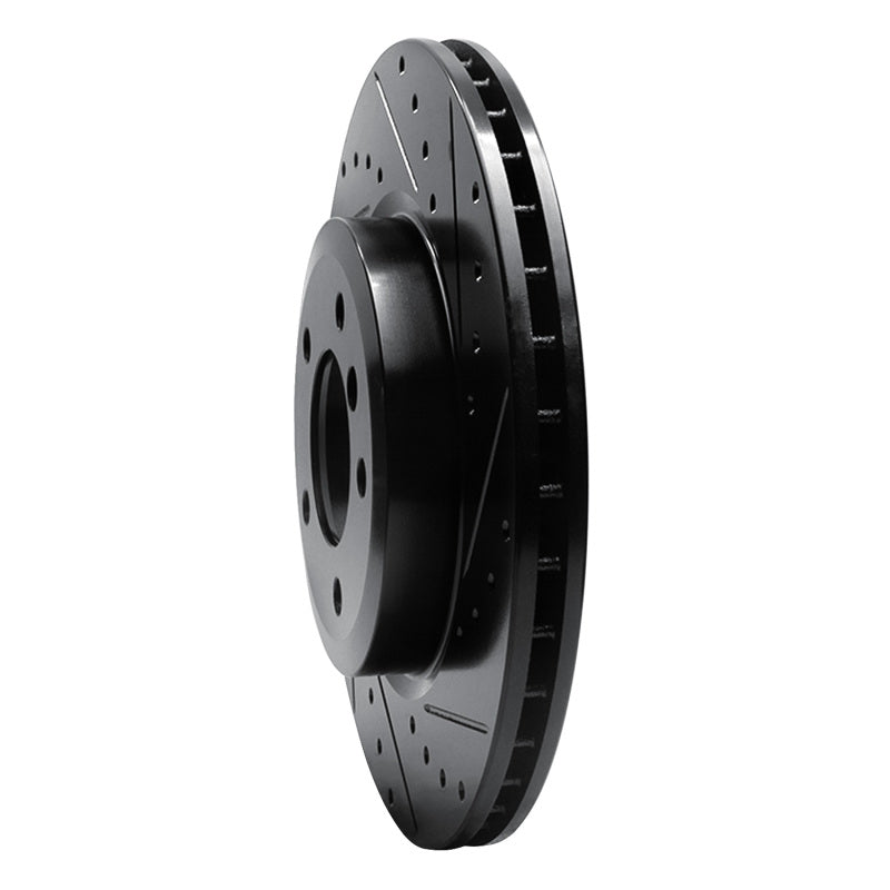 R1 Concepts R1 01-08 BMW 330I Front Right Drilled & Slotted Black Brake Rotor