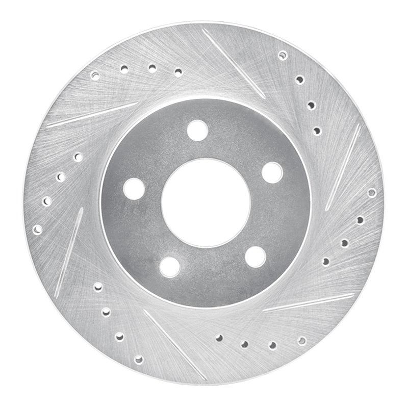 R1 Concepts R1 89-90 Ford Thunderbird Front Right Drilled & Slotted Silver Brake Rotor
