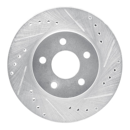 R1 Concepts R1 89-90 Ford Thunderbird Front Right Drilled & Slotted Silver Brake Rotor