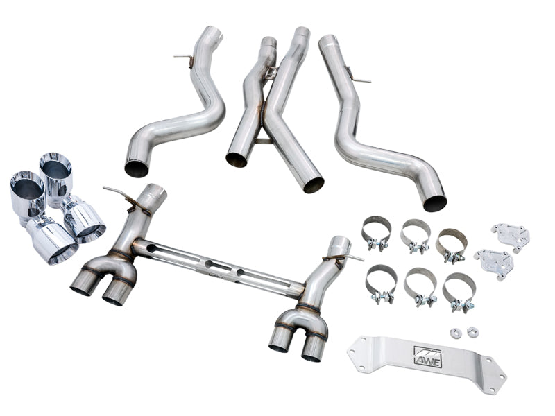 AWE Tuning BMW F8X M3/M4 Track Edition Cat-Back Exhaust - Chrome Silver Tips
