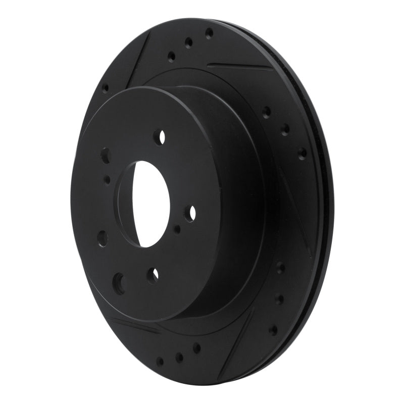 R1 Concepts R1 89-96 Nissan 300ZX Rear Left Drilled & Slotted Black Brake Rotor