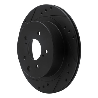 R1 Concepts R1 89-96 Nissan 300ZX Rear Left Drilled & Slotted Black Brake Rotor