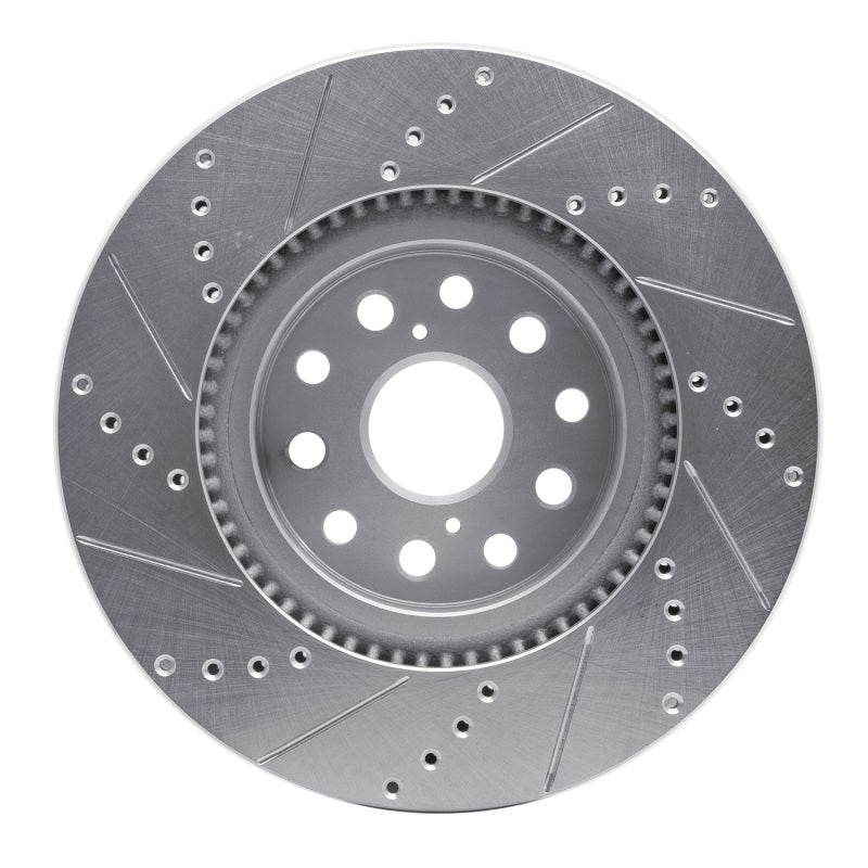 R1 Concepts R1 07-23 Lexus LS460 Front Right Drilled & Slotted Silver Brake Rotor