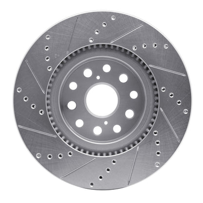 R1 Concepts R1 07-23 Lexus LS460 Front Right Drilled & Slotted Silver Brake Rotor