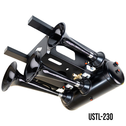 Kleinn Air Horns Kleinn Spare Tire Kit w/ Black Triple Horns/ 150 PSI Waterproof Air Compressor / 3.0 gal Air Tank