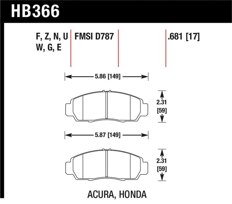 Hawk Performance Hawk 2001-2003 Acura CL Type-S HPS 5.0 Front Brake Pads