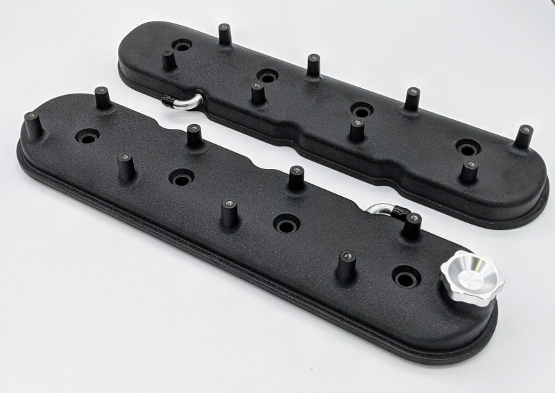 Granatelli Motor Sports Granatelli 96-22 GM LS Standard Height Valve Cover w/Angled Coil Mount - Blk Wrinkle (Pair)