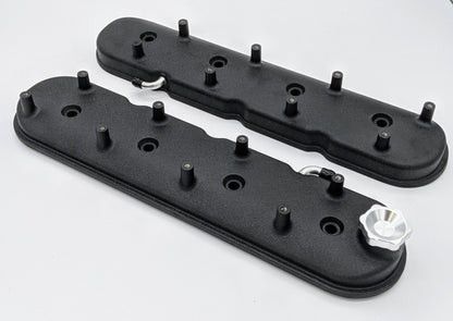 Granatelli Motor Sports Granatelli 96-22 GM LS Standard Height Valve Cover w/Angled Coil Mount - Blk Wrinkle (Pair)