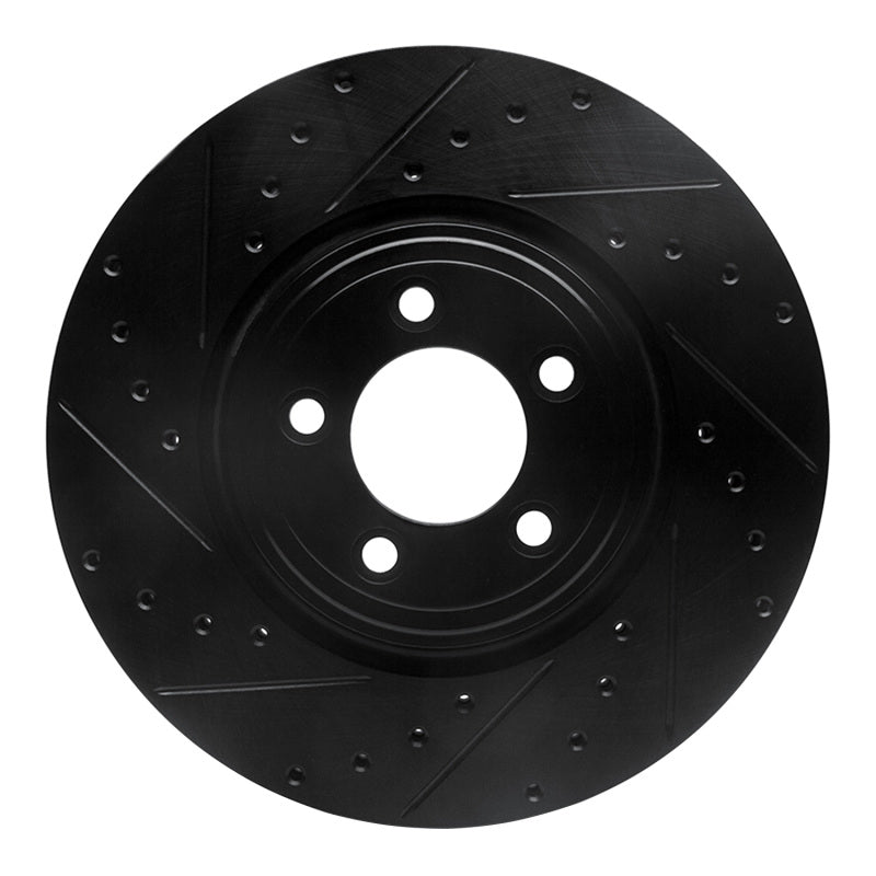 R1 Concepts R1 06-10 Jaguar XK Front Left Drilled & Slotted Black Brake Rotor