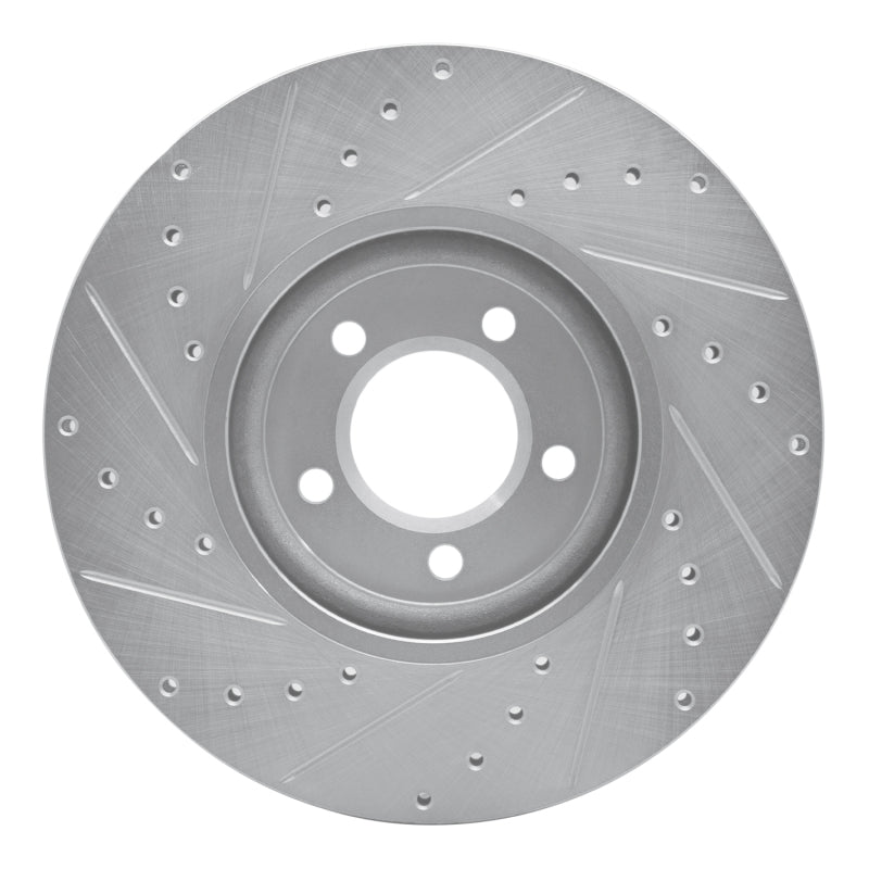 R1 Concepts R1 03-05 Jaguar VanDEN PLAS Front Right Drilled & Slotted Silver Brake Rotor