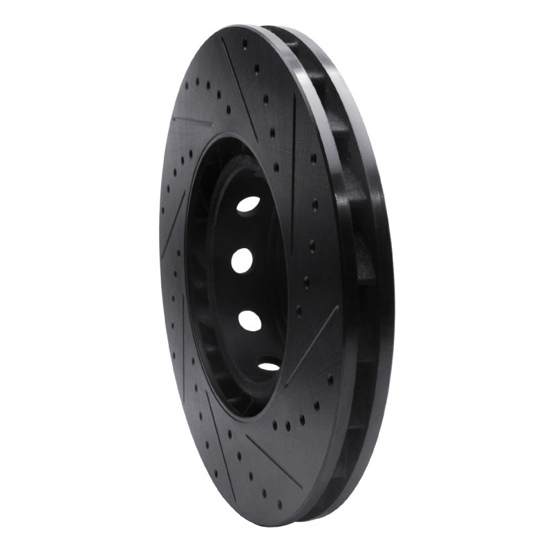 R1 Concepts R1 00-03 BMW M5 Right Front Drilled & Slotted Black Brake Rotor
