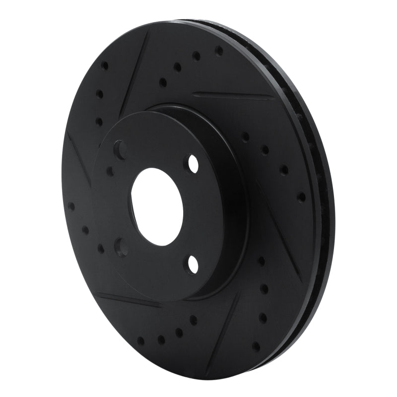R1 Concepts R1 90-03 Ford Escort Front Left Drilled & Slotted Black Brake Rotor