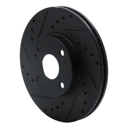 R1 Concepts R1 90-03 Ford Escort Front Left Drilled & Slotted Black Brake Rotor