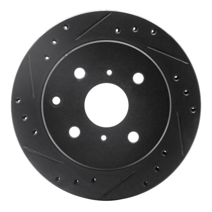 R1 Concepts R1 84-88 Toyota Cressida Rear Left Drilled & Slotted Black Brake Rotor