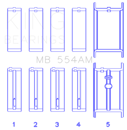 King Engine Bearings GM 265/283/302/327 8 Cyl (0.50 Oversized) Main Bearing Set