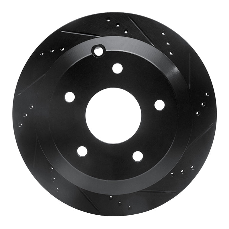 R1 Concepts R1 05-06 Pontiac GTO Rear Right Drilled & Slotted Black Brake Rotor