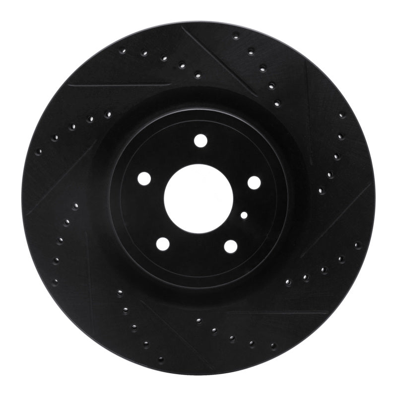 R1 Concepts R1 08-25 Infiniti Q50 Front Right Drilled & Slotted Black Brake Rotor