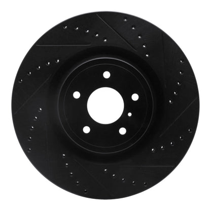 R1 Concepts R1 08-25 Infiniti Q50 Front Right Drilled & Slotted Black Brake Rotor