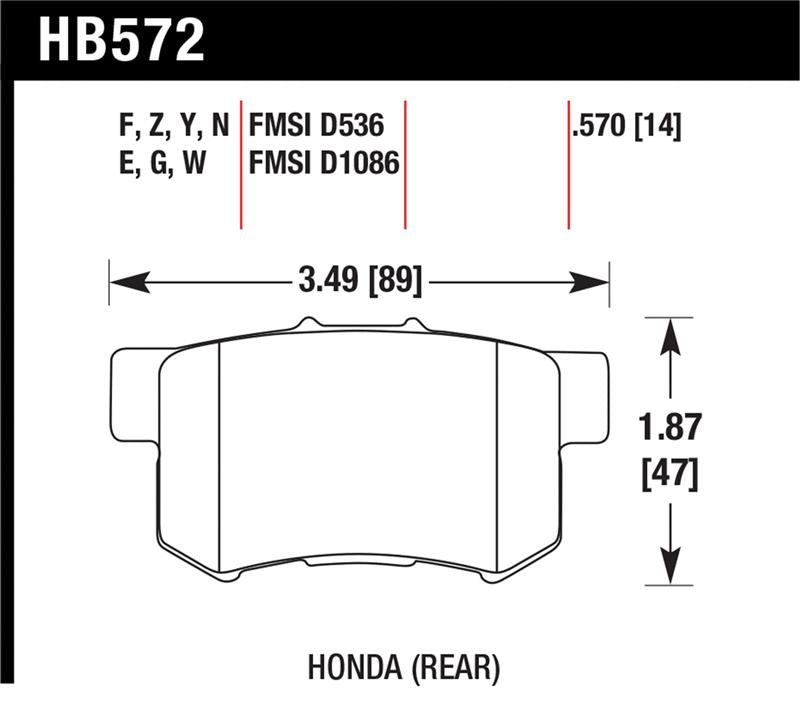Hawk Performance Hawk 2001-2003 Acura CL Type-S HPS 5.0 Rear Brake Pads