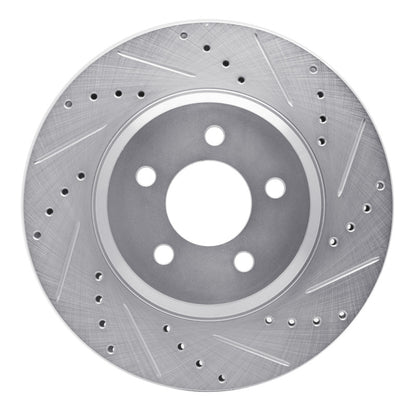R1 Concepts R1 05-14 Ford Mustang Front Right Drilled & Slotted Silver Brake Rotor