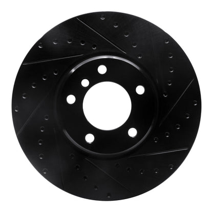 R1 Concepts R1 95-01 BMW 750IL Front Right Drilled & Slotted Black Brake Rotor